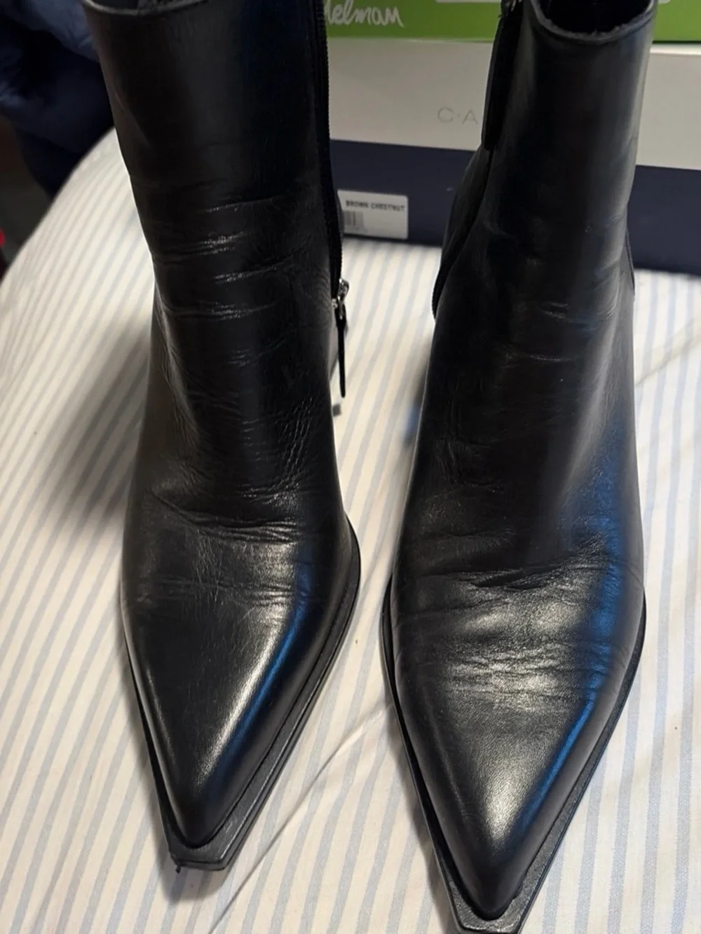 Zara Black Pointed Leather Ankle Booties